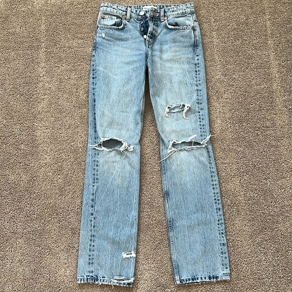 Zara High Rise Straight Jeans W2